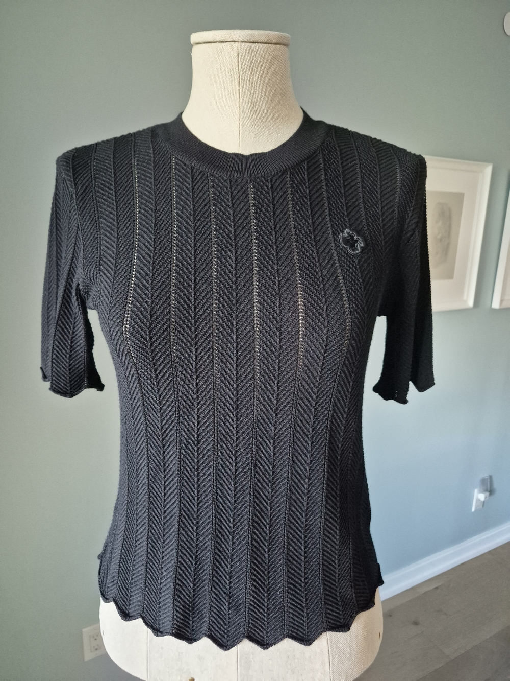 Maje Black Short Sleeve Knit Top
